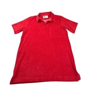 Kahuna Bay Terry Cloth Polo Shirt Men Size Medium Red Short Sleeve Cotton Blend